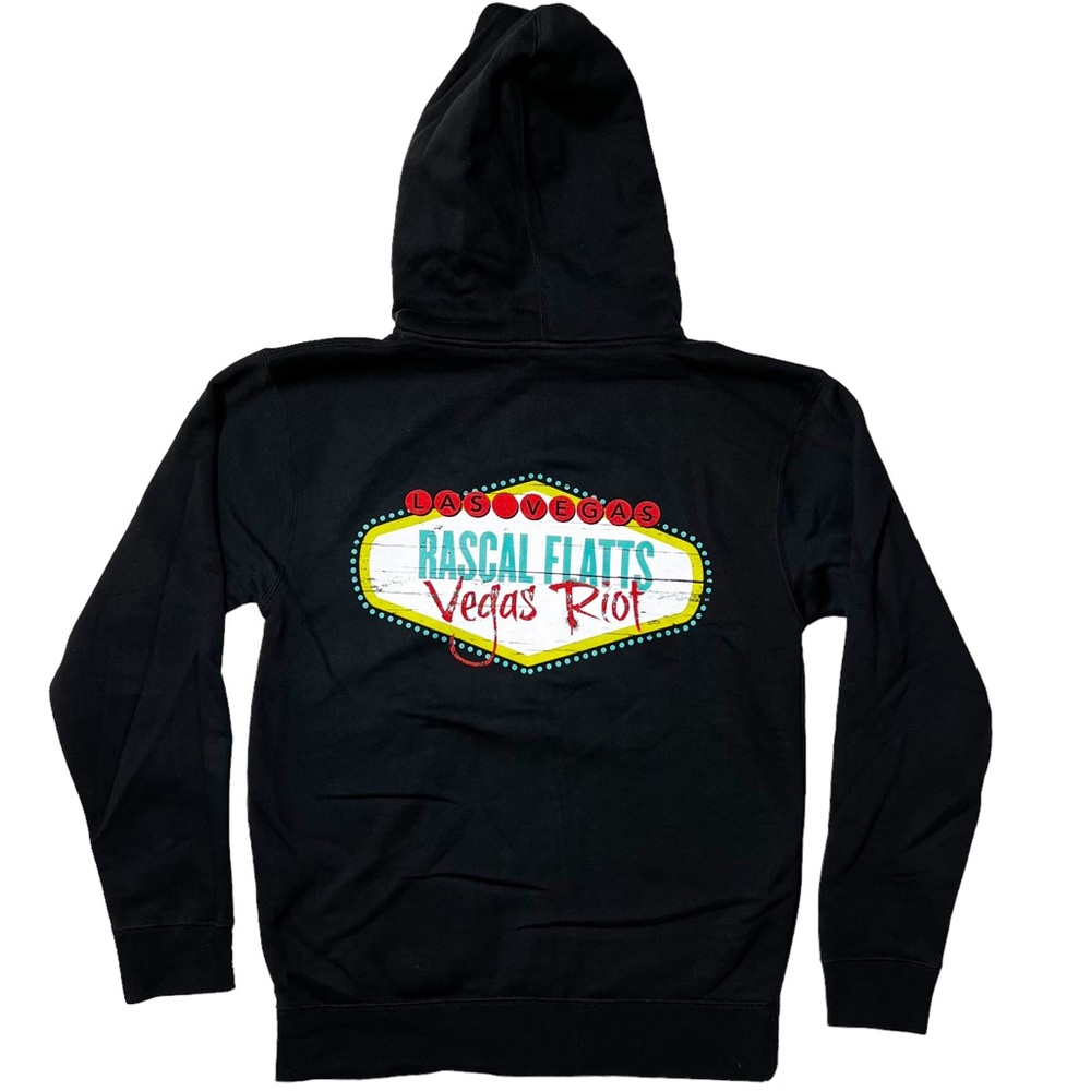 NWOT Rascal Flatts Vegas Riot Full Zip Hoodie Sweatshirt Black Unisex Sz S